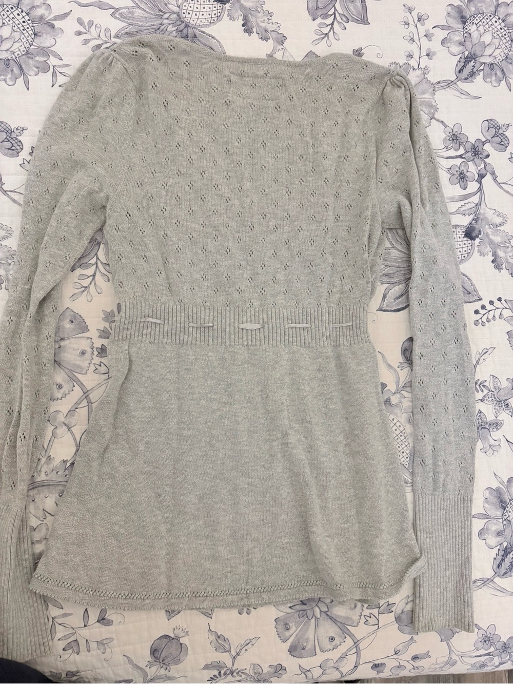 American Eagle Outfitters Light Gray Eyelet V-Neck Knit Top babydoll - Picture 5 of 5